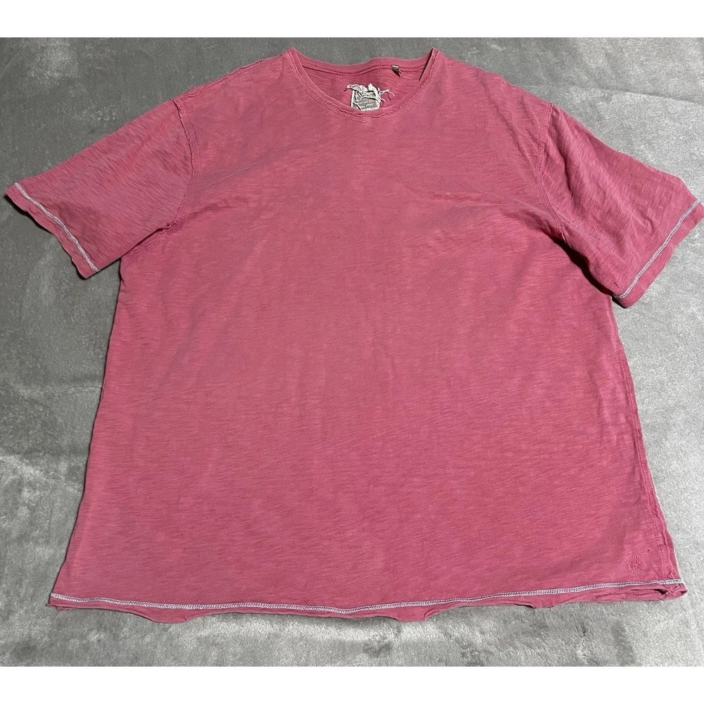 True Grit Shirt Mens XXL Pull Over Short Sleeve Faded‎ Beach Grunge Raw Hem